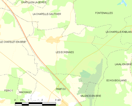 Mapa obce Les Écrennes