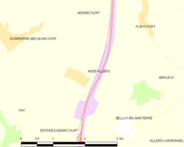Mapa obce Assevillers