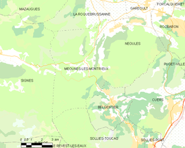 Mapa obce Méounes-lès-Montrieux