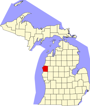 Karte von Michigan mit Hervorhebung von Mason County