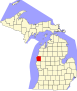 Harta statului Michigan indicând comitatul Mason