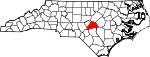State map highlighting Harnett County