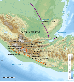 Map of the Spanish Conquest of Guatemala-es.svg