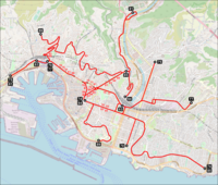 Mappa della rete filoviaria di Genova nel 1955.png