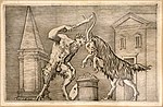 Thumbnail for File:Marco dente, lotta tra satiro e caprone, incisione su rame, 1550 ca. (coll. priv.).jpg