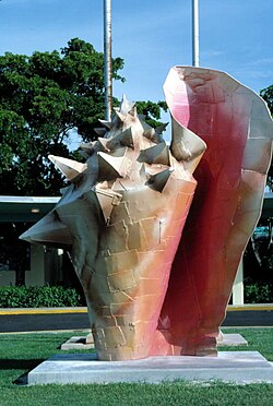 Metal sculpture of conch shell- Key West, Florida (7970338548).jpg