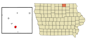 Mitchell County Iowa Incorporated and Unincorporated areas Osage Highlighted.svg