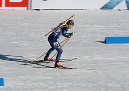 Mona Brorsson au Championnat du monde de biathlon 2015 Nové Město.jpg