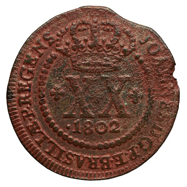 File:Monnaie - Brésil, colonie portugaise, Jean VI, 20 réis, Lisbonne, 1802 - btv1b113470062 (1 of 2).jpg