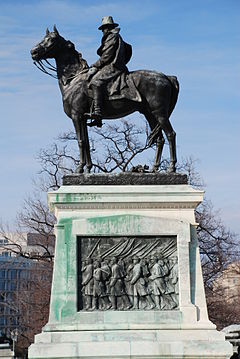 Ulysses S. Grant Memorial
Monument to Grant astride Cincinnati at the base of Capitol Hill in Washington, D.C. The monument, 39 feet (12 m) high, is the second-largest equestrian statue in the United States. Image of the entire monument. Monument to Grant.JPG