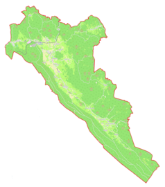 Mapa konturowa gminy Dobrepolje, u góry po lewej znajduje się punkt z opisem „Predstruge”