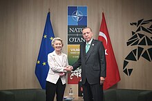 Von der Leyen with Turkish President Recep Tayyip Erdogan,2023 NATO summit in Vilnius,12 July 2023 NATO Summit,Vilnius.P061598-880399.jpg