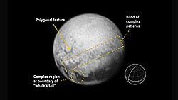 冥王星表面特征的第一瞥 （注：2015年7月10日）