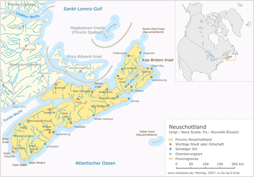 Kaart van Nova Scotia Nouvelle-Écosse Nieuw-Schotland