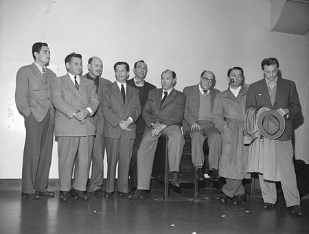 Nine of the Hollywood 10 charged with contempt of Congress 1947.jpg