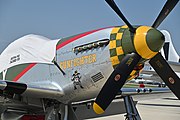 A North American Aviation P-51 Mustang, named "Gunfighter". Owned by the Commerative Air Force. In Brunswick, Georgia, US, May, 2022.