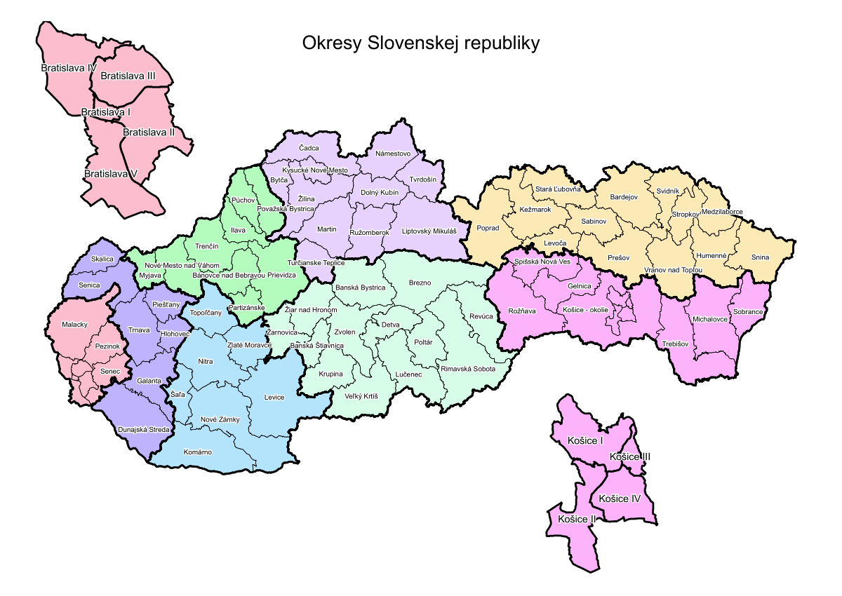 mapa okresů Okresy na Slovensku – Wikipedie mapa okresů