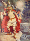 Olaf Trygvason schlug den Gott Thor von seinem Sitz.gif