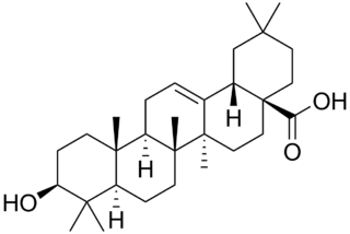 <span class="mw-page-title-main">Oleanolic acid</span> Pentacyclic chemical compound in plant leaves and fruit