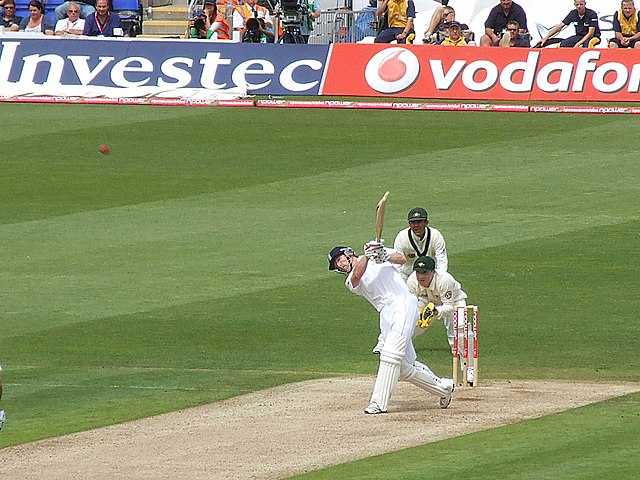 Paul Collingwood batting in the first Test at Cardiff