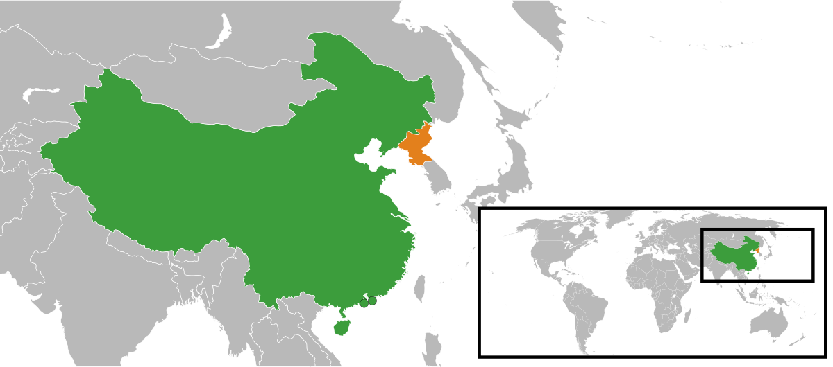 Map Of China And North Korea China–North Korea relations   Wikipedia