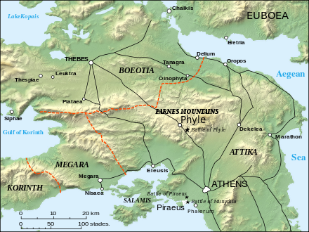 Map of Phyle during the Phyle Campaign, 404 B.C.