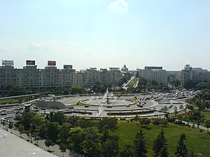 Reconfigurarea Pieței Unirii de către regimul Ceaușescu, arhitecți necunoscuți, 1986[49]