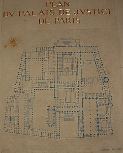 Plan of the first floor in 1934, engraved on a wall inside the building