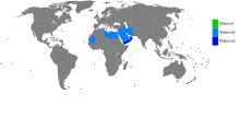 Land hvor Mahmud (grønt) er mye brukt