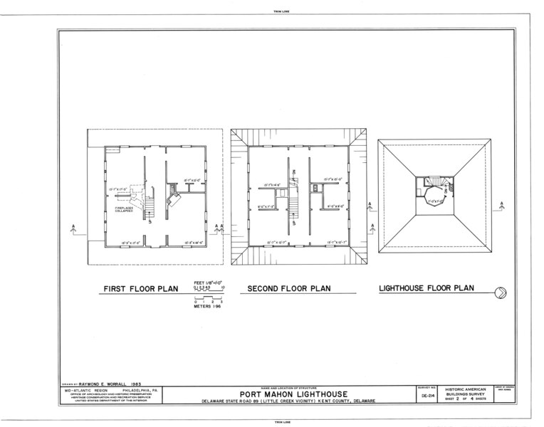 File:Port Mahon Lighthouse, Delaware Bay at mouth of Mahon River, on State Route 89, Little Creek, Kent County, DE HABS DEL,1-LITCRE.V,1- (sheet 2 of 4).tif