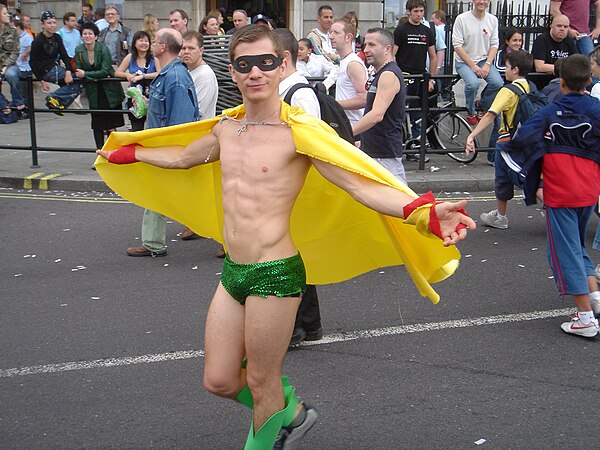 Gay superhero at Gay Pride London 2005.