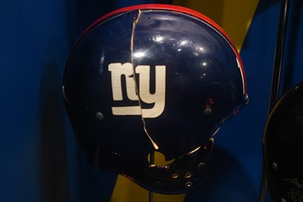 New York Giants helmet at the Pro Football Hall of Fame