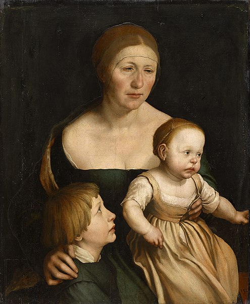 File:Retrato de la esposa del artista con sus dos hijos, por Hans Holbein el Joven.jpg