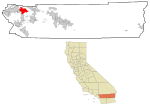 Položaj grada u okrugu Riverside i u Kaliforniji