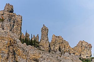 Rock crags atop cliff across from Muskeg Creek confluence with Firth River, Ivvavik National Park, YT.jpg