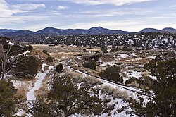 SF Southern line, Winter 2010. A public hiking trail follows the rail line to Lamy.