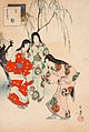 Dipinto di Mizuno Toshikata (1866-1908), "Giovani donne con temari" .