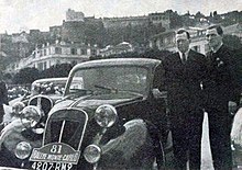 Scaron (G.) et Gordini (D.) vainqueurs de catégorie 1.5L au rallye Monte-Carlo 1939, sur Simca 8.