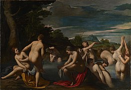 Ippolito Scarsella, Nymphes au bain, vers 1600