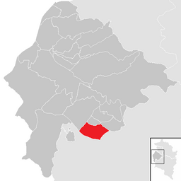Kommunens läge i distriktet Feldkirch