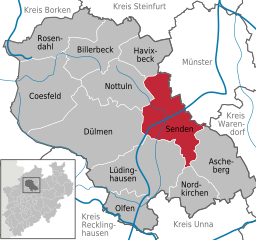 Läget för Senden i Kreis Coesfeld