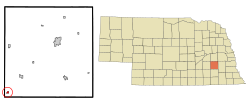 Seward County Nebraska Incorporated and Unincorporated areas Cordova Highlighted.svg