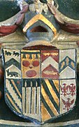 Detail of shield atop Strode's monument showing heraldic quarterings