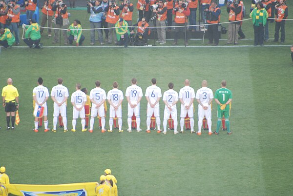 The Slovakia national team before the match against Italy at the 2010 FIFA World Cup