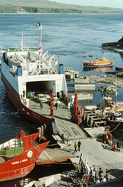 Sound of Jura ferry unloads cars from Kennacraig (geograph 2230850).jpg