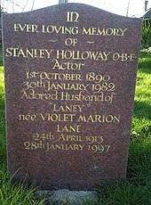tombstone inscribed to Holloway