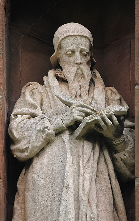 Statue of John Davies, Translators' Memorial, St Asaph 12.jpg