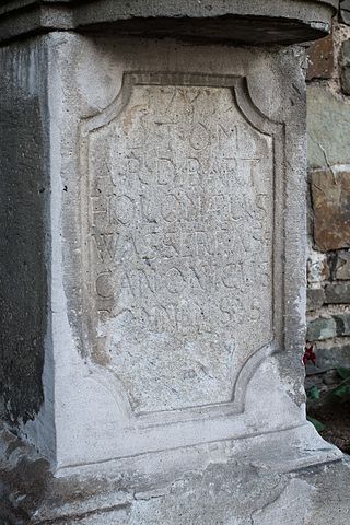 Base with Inscription of the Wayside Cross in the Villenstraße, Bonn-Dottendorf, Germany