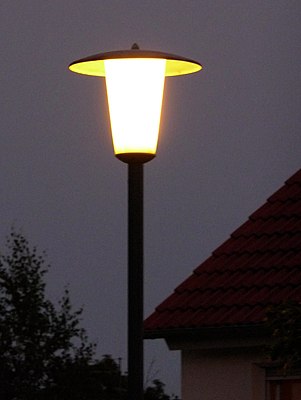 German streetlight at night