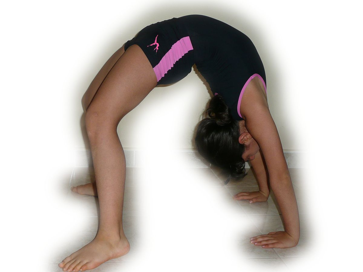 The Gymnast Executes A Bridge Pose With One Leg Lifted Photo Background And  Picture For Free Download - Pngtree